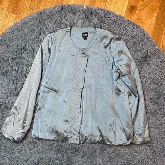 Eileen Fisher Cross Dye Dupioni Silk Jacket Size S - Picture 1 of 6
